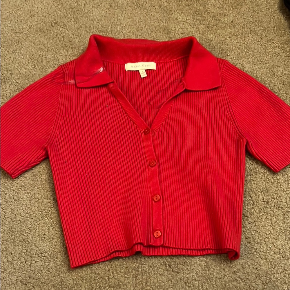 cropped red sweater